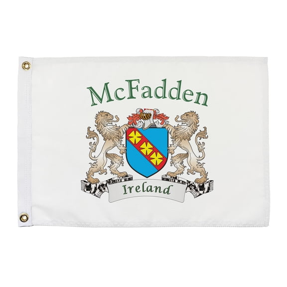 McFadden Irish Coat of Arms Small White Flag - 16"x10.5" inches