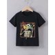 thumbnail image 1 of Halloween T-shirt -Casual Short Sleeve Tee with Fiery Skeleton Design, Perfect for Halloween Celebrations & Casual Attire, Halloween Shirts, Playful Kids Design, Comfortable Kids Wear, 1 of 6