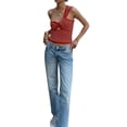 thumbnail image 5 of Genuiskids Women Knitted One Shoulder Crop Top Sexy Backless Strappy Cami Tops Sleeveless Striped Tank Aesthetic Bustier Tops Streetwear, 5 of 9