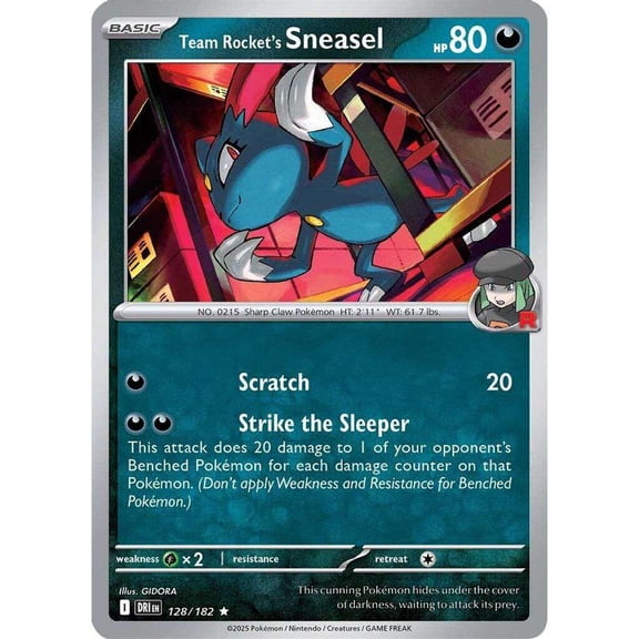 Pokemon Destined Rivals Rare Team Rocket's Sneasel #128