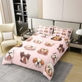 thumbnail image 2 of Erosebridal Cartoon Dog 100% Cotton Duvet Cover Queen Size, Pet Print Bedding Sets Queen Size, Pink, Reversible（No Comforter）, 2 of 6