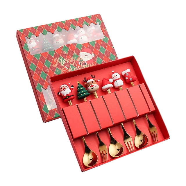 6x Kits de cubiertos navideños Cuchara mezcladora multiusos Juego de cubiertos para Estilo A