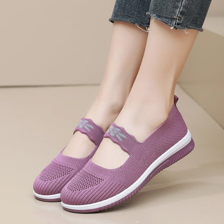 

Womens Summer Comfort Flats Sandals- Trendy Breathable Breathable Casual Sandals Purple Size 6.5