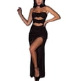thumbnail image 2 of Sedceaty Women Tube Dress, Sleeveless Backless See-through Hollowed Slit Summer Long Dress with Choker for Cocktail Party, 2 of 9