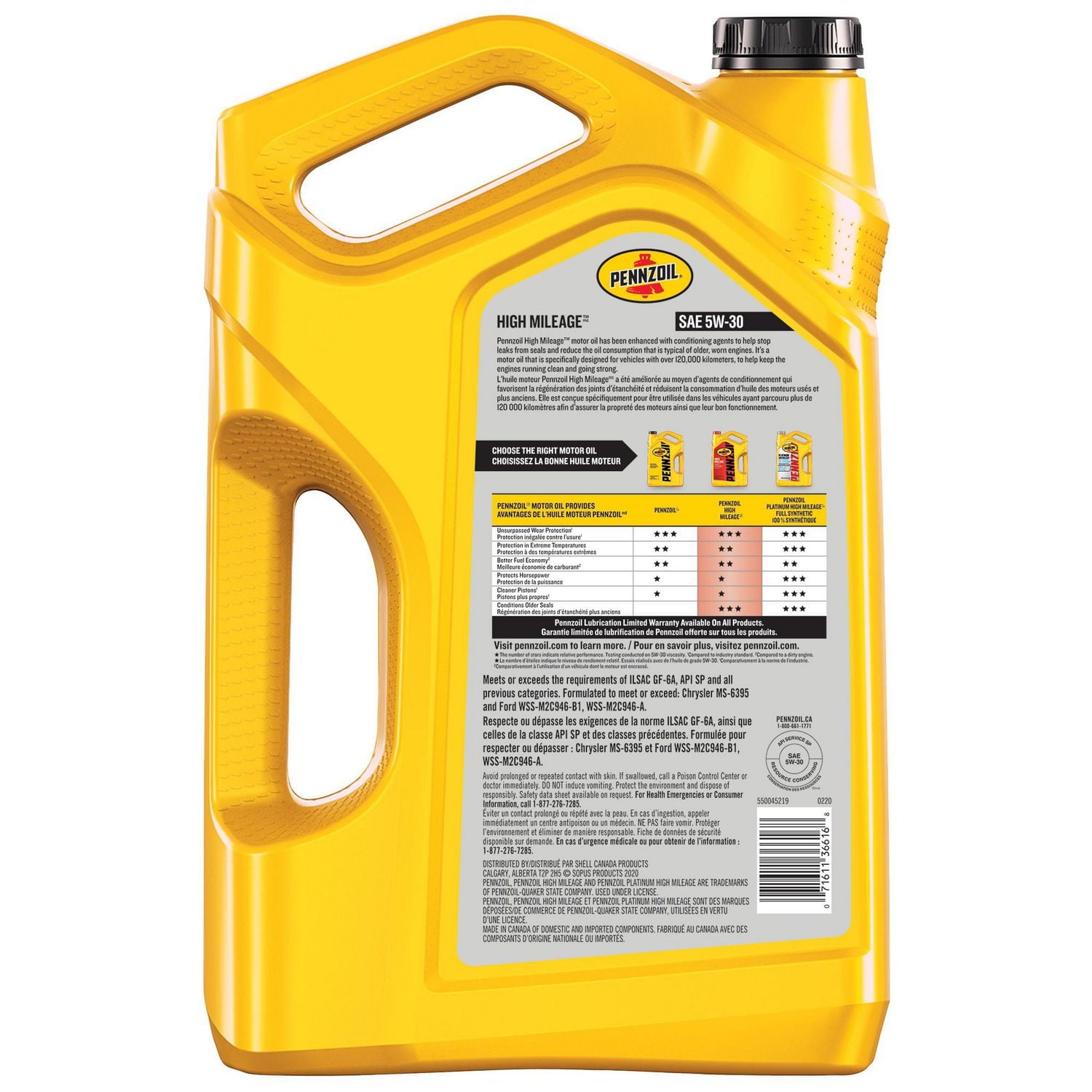 Pennzoil 5W30 High Mileage Oil 5L, Pennzoil 5W30 HM 5L