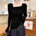 thumbnail image 1 of Pulls à Col Slash pour Femmes Automne Hiver 2024 Tricot à Manches Longues pour Femmes Chandail Doux Femme, 1 of 5