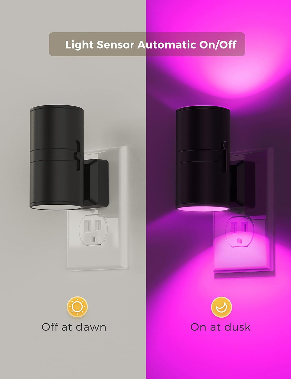 LED Night Light, Night Lights Plug into Wall, Color Changing Nightlight RGB with Light Sensor, Home Decor for Kids Gifts, Halloween, Christmas, Holiday, Hallway Bedroom Kids Room, 2 Pack