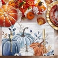 thumbnail image 2 of Fall Placemats Blue Pumpkin Place Mats for Dining Room Dinner Table Leaves Floral Wood Grain Washable Table Mats Thanksgiving Kitchen Decorations Set of 6, 2 of 6
