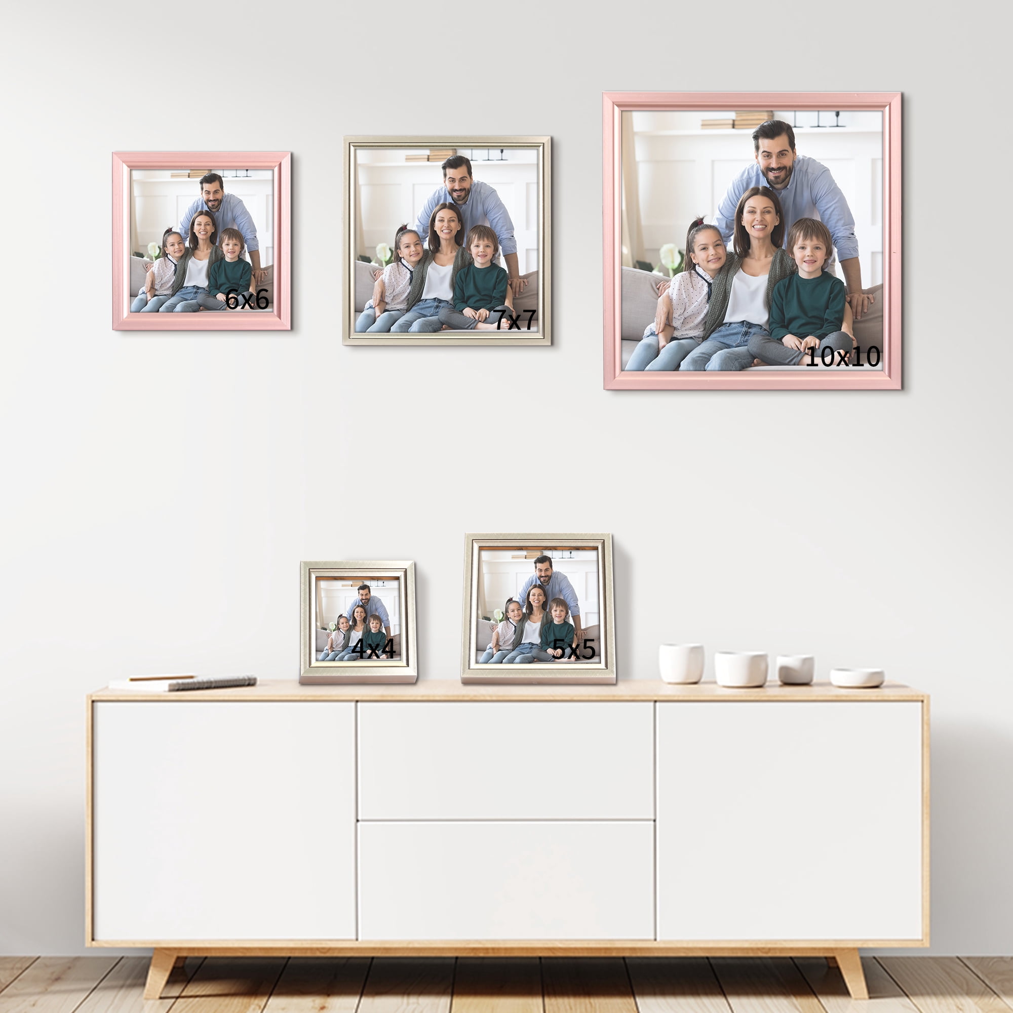 Unique Bargains Picture Frames for Wall or Tabletop Modern Photo Frame Display Gold 4x4"