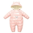 thumbnail image 2 of Baby Thick Winter Snowsuit with Cute Cartoon Print Hooded Waterproof Snow Wear Pink 3-6 Months, 2 of 4