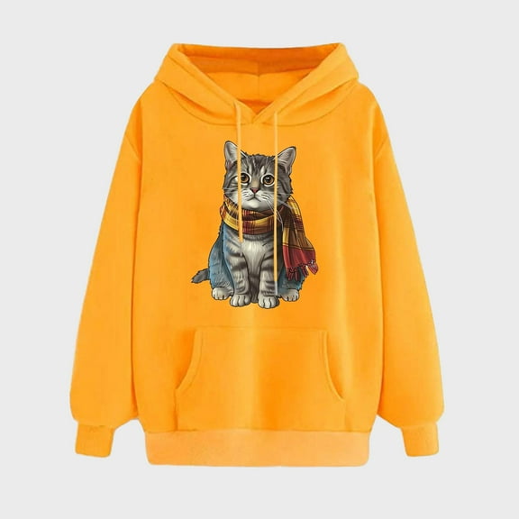 PNTUTB Women's Print Winter Hoodie Pullover Long Sleeved Comfortable Sweatshirt