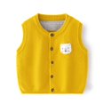 thumbnail image 2 of VNKIDY Girls Sweaters Kids Cute Style Solid Color Knitted Vest Crewneck Sleeveless Button Front Vest With Cartoon Patch For Children Casual Daily Layered Wear Trendy Knitwear, 2 of 8