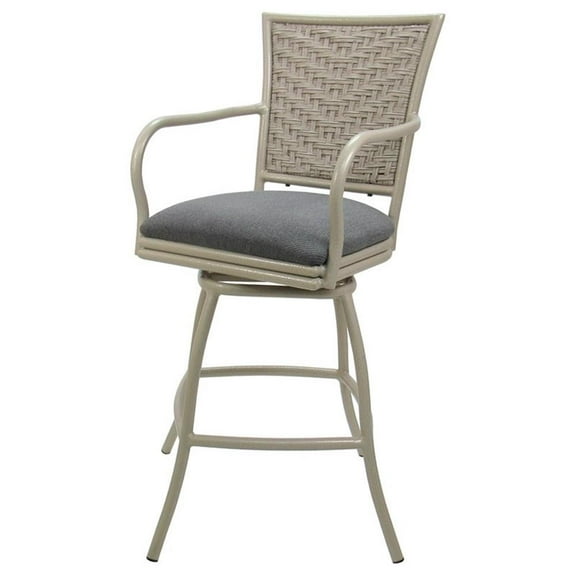 Outdoor Patio Bar Stool 30" Erin - Dark Grey Linen - Beige