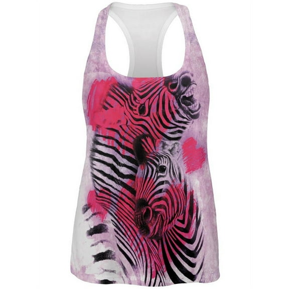 Zebra Lovers Valentines Hearts All Over Womens Work Out Tank Top Multi SM