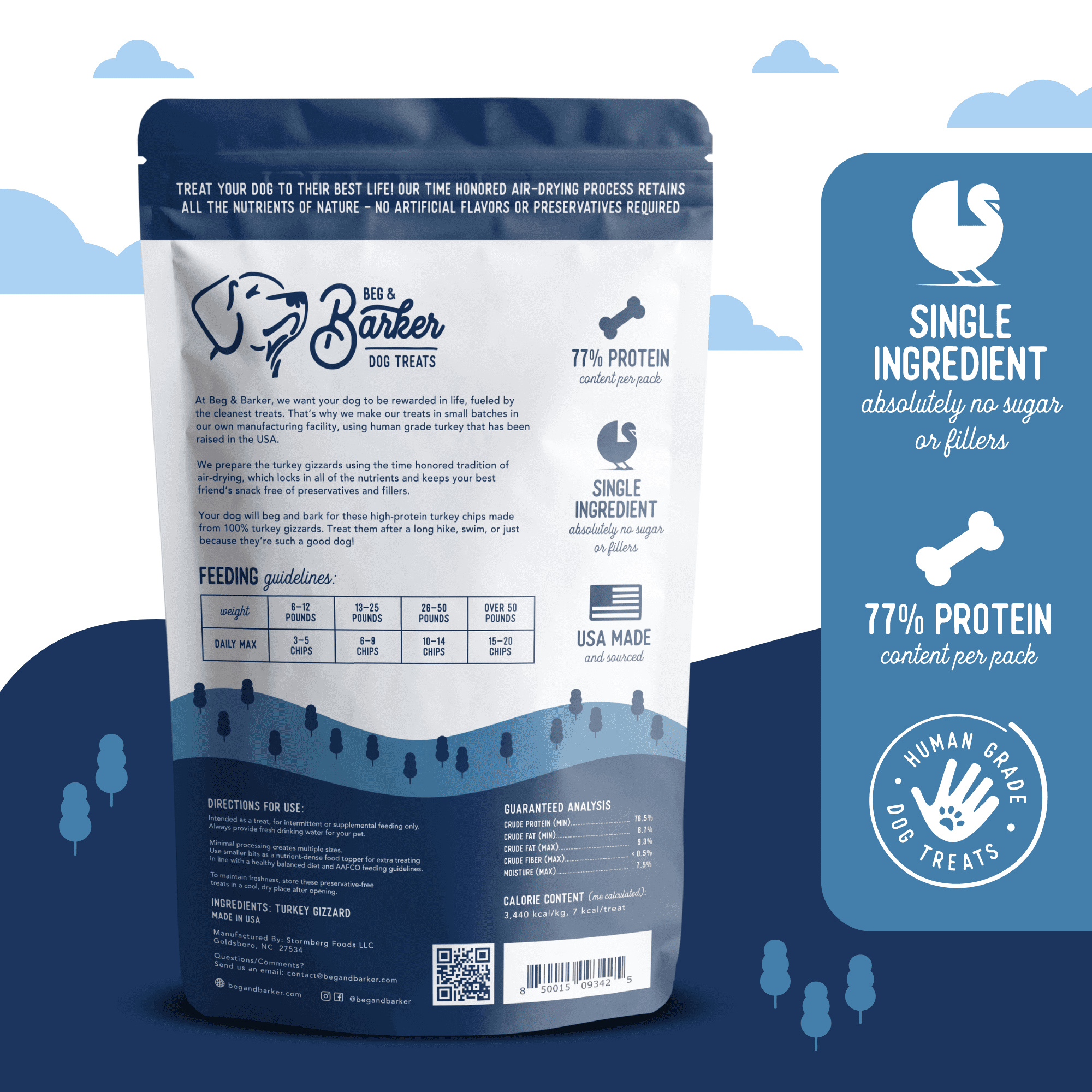 Beg & Barker Single Ingredient Chicken Chips for Dogs Treats Case of 12