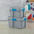thumbnail image 6 of Sterilite 20 Gallon Gasket Tote Storage Container w/ Lid, Cement Gray/Blue, 6 of 11