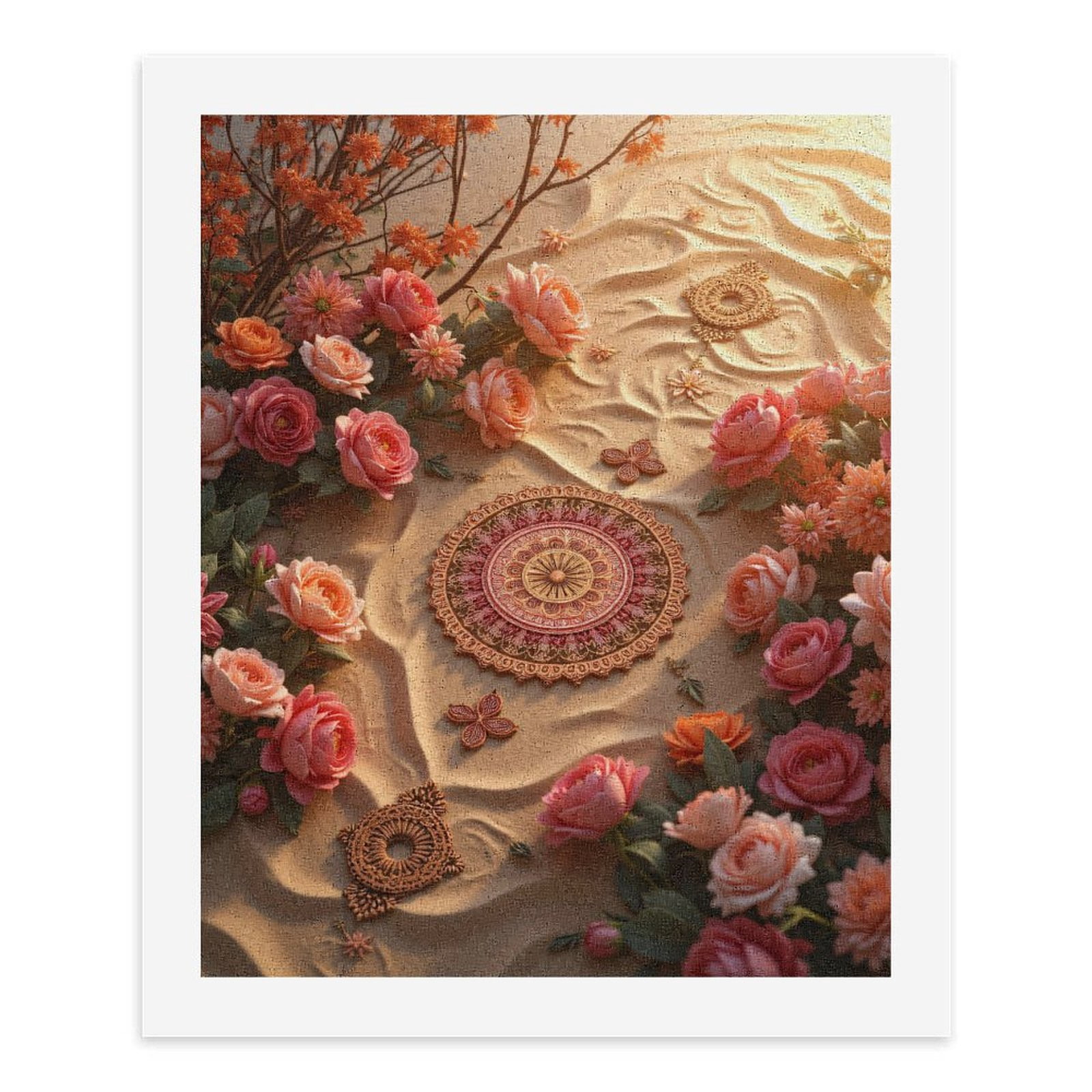 Paint By Numbers Kit for Adults Beginner - Sand Blooms Petals Mandala Art DIY Canvas Painting Kits for Adults, Frameless Paint By Number for Adults for Home Wall Decor 16x20 Inch