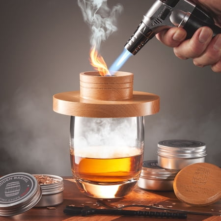 Cocktail Smoker Kit with Wood Chips and Torch -Old Fashioned Smoke Top Infuser for Cocktails Whiskey Gin&Bourbon -Gifts for Men/Dad/Boyfriend/Husband