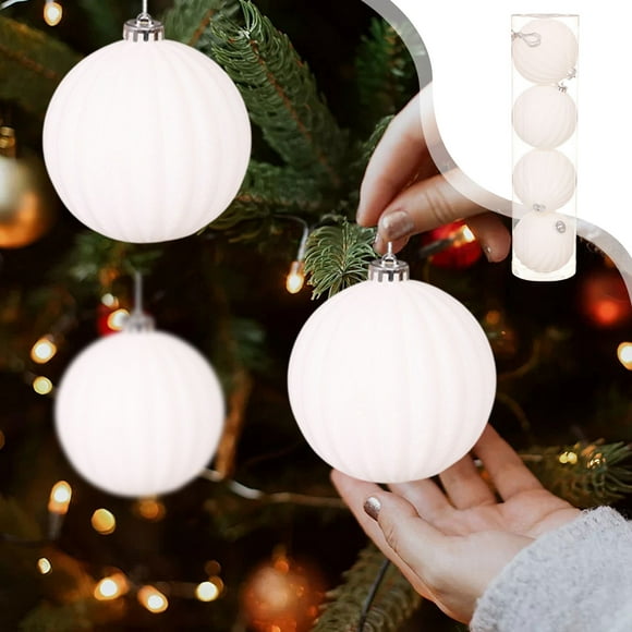 Zenithome 4.7Inch 4pcs Pack Christmas Tree Decoration Pumpkin Flocking Ball Ornaments Hanging Christmas Hanging Props Christmas Gifts