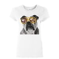 thumbnail image 1 of Tee Hunt Bulldog Wearing Glasses Women's T-Shirt Cute Dog Swag Pet Lovers Urban Shirt, White, 3X-Large, 1 of 5