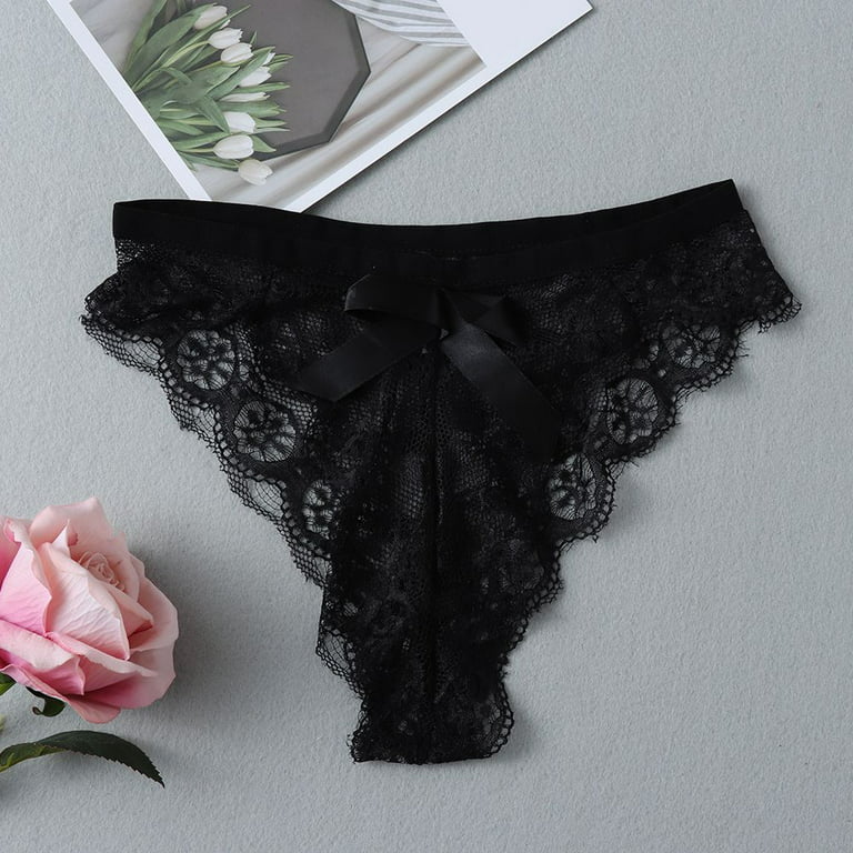 Ladies Sexy Lace Flowers Transparent Thong Women's Underwear