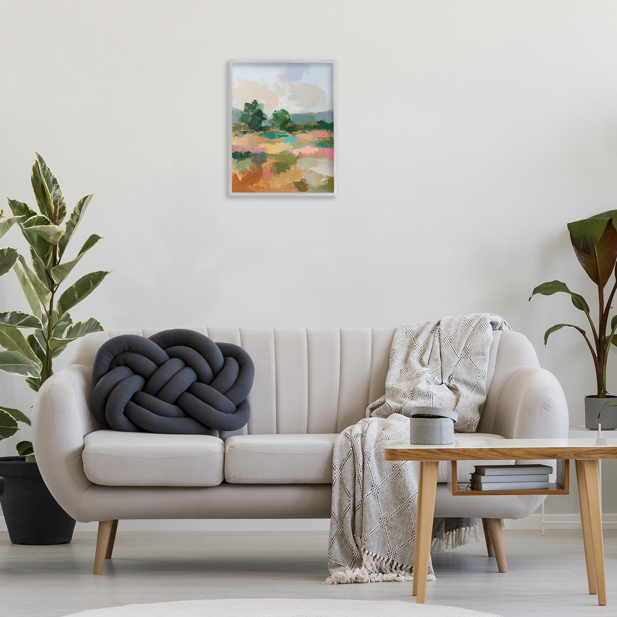 Stupell Industries Abstract Spring Landscape Landscape Painting Gray Framed Art Print Wall Art, 16 x 20