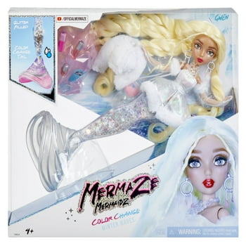 Mermaze Mermaidz™ Winter Waves Gwen™ Mermaid Fashion Doll with Color Change Fin, Glitter-Filled Tail and Accessories