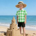 thumbnail image 6 of Dailycode Small Short Sleeve Button Down Shirts Green White Gingham Casual Shirt 3-10 Years, 6 of 9