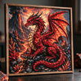 thumbnail image 2 of Halloween Dragon Punch Needle Kit, Fantasy Animal Rug Hooking DIY Craft Set for Adults, Hand‑Made Art Project for Home Interior Decor, Creative Holiday Hobby Gift，8x8Inch, 2 of 3