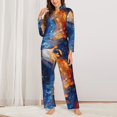 thumbnail image 2 of Logiee Galactic Dog Swirls Art Print Womens Pajamas Set,Long Sleeve Sleepwear,Button Down Lounge Set 2 Pieces,Soft Nightwear Pjs Set-XX-Large, 2 of 7