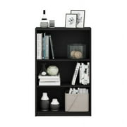 Furinno JAYA Wood Simple Home 3-Tier AdJUSTable Shelf Bookcase in Black