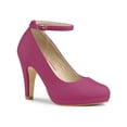 thumbnail image 1 of BLISSFUL STEP Chaussures pour Femmes Bout Rond Talon Aiguille Bride à la Cheville Escarpins Rose Vif 7, 1 of 7