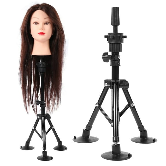 Adjustable Wig Stand Tripod, Heavy Duty Mannequin Tripod Wig Head Stand Hairdressing False Head Mold Stand Bracket, Black,23.6in