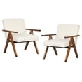thumbnail image 1 of Costway 2 PCS Modern Accent Chair Linen Fabric Armchair with Solid Acacia Wood Frame Beige, 1 of 8
