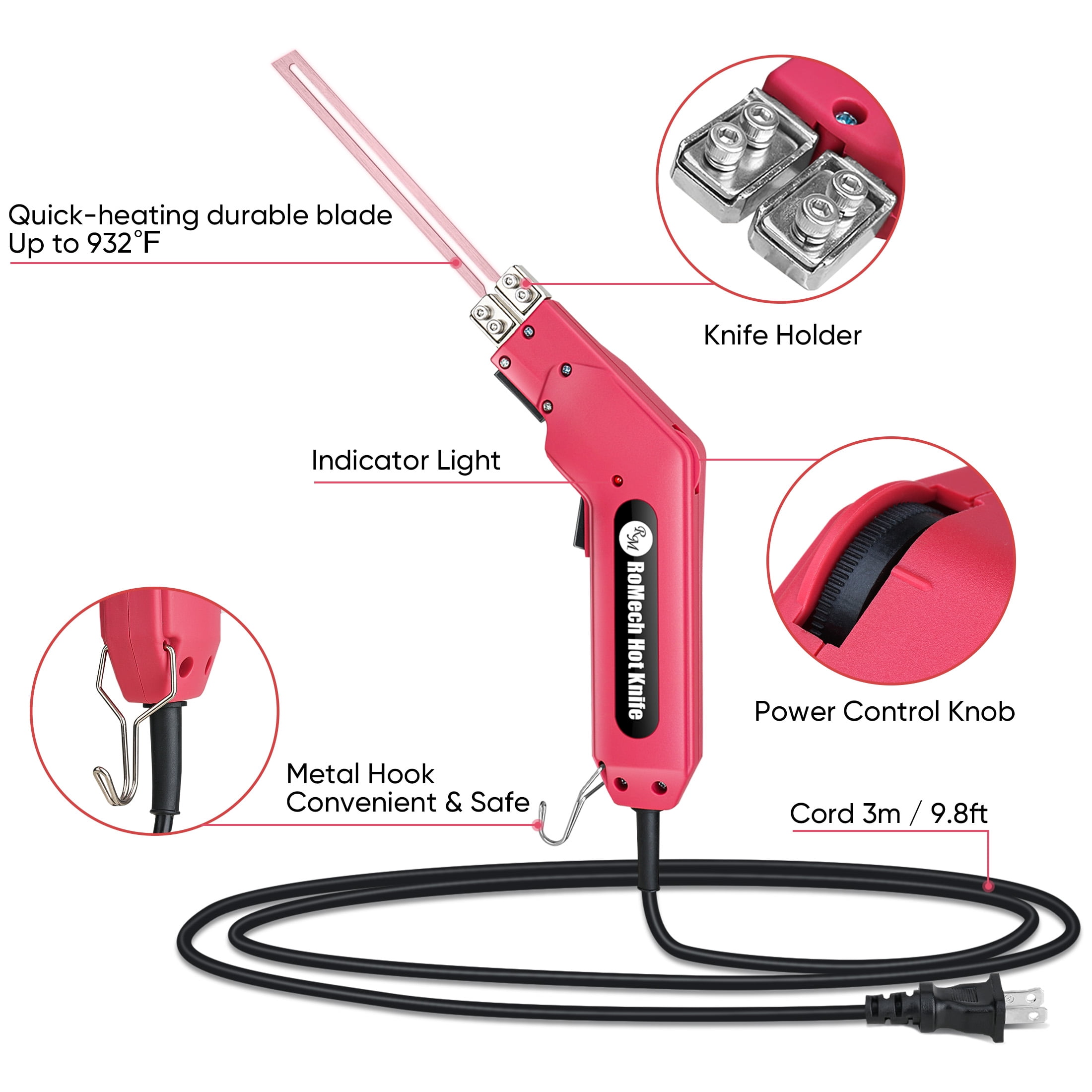 RoMech 200W Hot Knife Foam Cutter Kit with Blades and Carry Case for EPS/XPS
