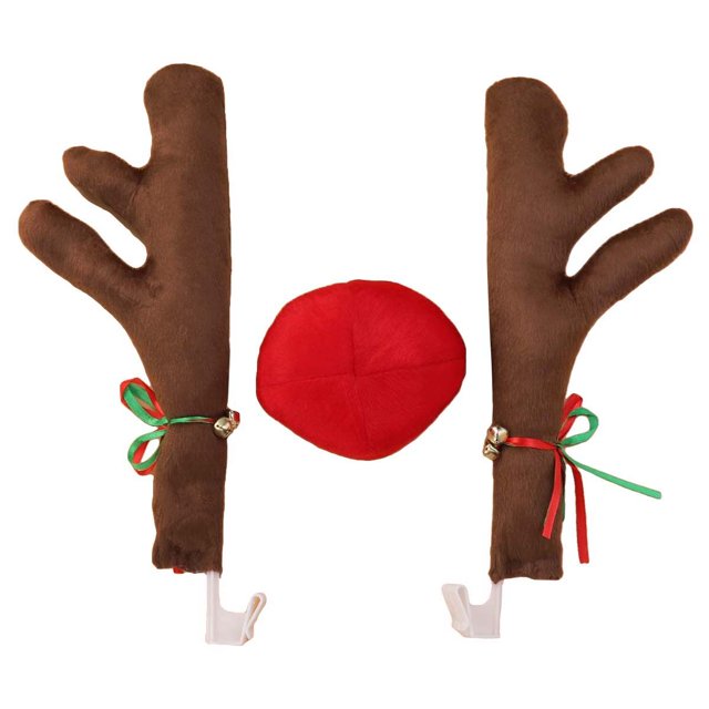 Car Antlers con nariz, divertido kit de decoración navideña para vehículos (marrón)