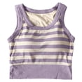 thumbnail image 6 of MNCEKFOD Womens Tank Top With Built In Bra Casual Striped Padded Tank Tops Cropped Waist Short Style Elastic Summer Daily Outer Tops Camisoles For Women For Under Clothes Purple S, 6 of 6