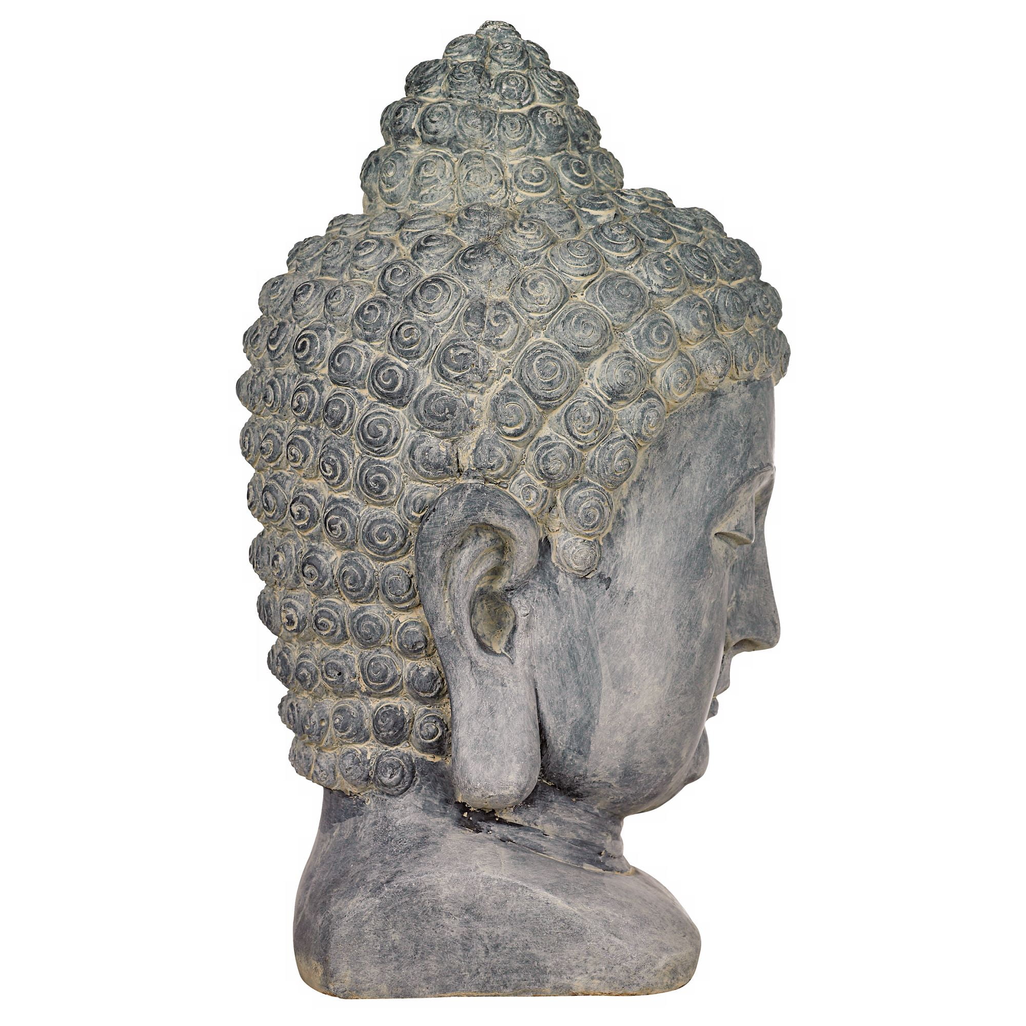 John Timberland Meditating Buddha Head Statue Sculpture Zen Asian Garden Decor Outdoor Front Porch Gray Faux Stone 18 1/2" Tall