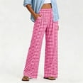 thumbnail image 6 of Women's Soft Polycotton Wide Leg Pants, Elastic Waist Pull On With Tummy Control, Stretchy Full Length Pants For Casual Work, Travel, And Everyday | TruHer,Hot Pink XL, 6 of 8