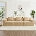 thumbnail image 3 of Newest Modular 3 Seat Boneless Sofa, Cloud Sectional Couch,Deep Seat, Modern Modular 3-Seat Sofa Couch,Throw Pillows Corduroy Fabric Camel, 3 of 11