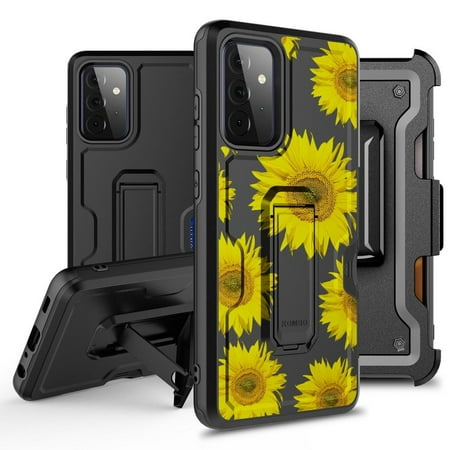 Bemz Armor Kombo Series for Samsung Galaxy A52 5G Case (Heavy Duty Rugged Kickstand Cover with Belt Clip Holster) with Touch Tool - Sunflower