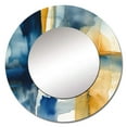 thumbnail image 2 of Designart "Fusion of Blue and Gold V" Fractals Blue Large Round Mirror - Round Mirror Wall Décor - Modern Round Printed Mirror 29" x 29" Inch, 2 of 5