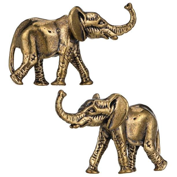 2 piezas Pequeño elefante Elefante Solid Brass Decorativo Decoración de elefantes pequeños