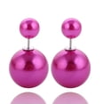 thumbnail image 5 of EOEMY 10 Pairs Fashion Pearl Double Side Two Ball Front And Back Post Earring Ear Stud-J: Hot Pink, 5 of 8