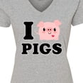 thumbnail image 4 of Inktastic I Love Pigs Women's V-Neck T-Shirt, 4 of 5