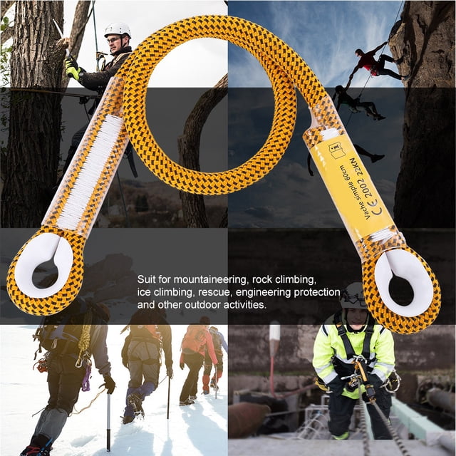Corde de Sécurité d'Escalade Extérieure de Survie 60/120/150 cm avec Anneau à Roulement