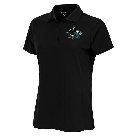 Women's Antigua Black San Jose Sharks Team Logo Legacy Pique Polo