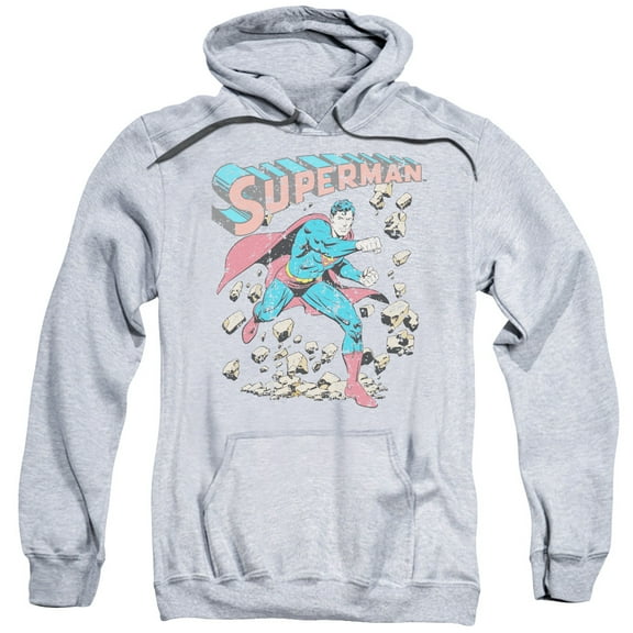 Superman Mad At Rocks Adult Pullover Hoodie Sweatshirt Athletic Heather