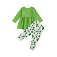 thumbnail image 3 of Douhoow 2-7Years Little Girls Clothes Set Long Sleeve Tops Clover Printed Long Pants, 3 of 9