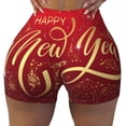 thumbnail image 2 of Balery Happy New Year2 Printed Workout Shorts for Women Seamless Scrunch Short Gym Yoga Running Sport Active Exercise Fitness Shorts-Small, 2 of 8